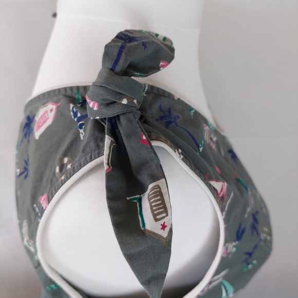 Debenhams Beach Hut Palm Print 100% Cotton Sleeveless Green Unique Dress Size 16 - Picture 5 of 11